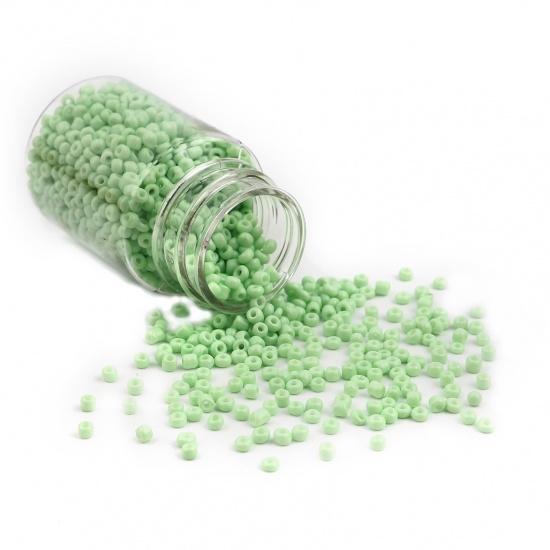 Picture of Glass Seed Seed Beads Round Light Green About 2mm Dia., Hole: Approx 0.7mm, 1 Bottle