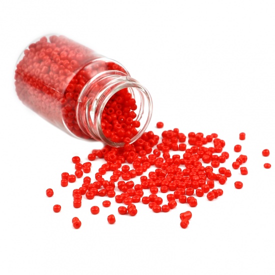 Picture of Glass Seed Seed Beads Round Red About 2mm Dia., Hole: Approx 0.7mm, 1 Bottle