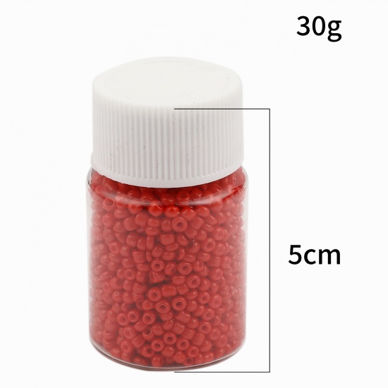 Picture of Glass Seed Seed Beads Round Red About 2mm Dia., Hole: Approx 0.7mm, 1 Bottle