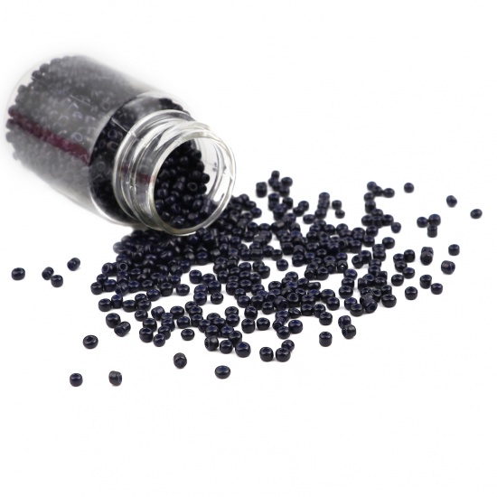 Picture of Glass Seed Seed Beads Round Ink Blue About 2mm Dia., Hole: Approx 0.7mm, 1 Bottle