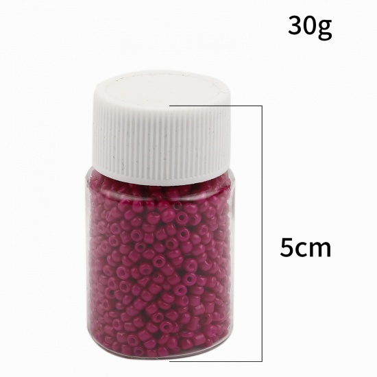 Picture of Glass Seed Seed Beads Round Fuchsia About 2mm Dia., Hole: Approx 0.7mm, 1 Bottle