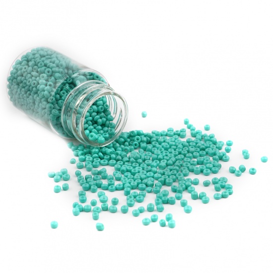 Picture of Glass Seed Seed Beads Round Green Blue About 2mm Dia., Hole: Approx 0.7mm, 1 Bottle