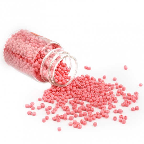 Picture of Glass Seed Seed Beads Round Dark Pink About 2mm Dia., Hole: Approx 0.7mm, 1 Bottle