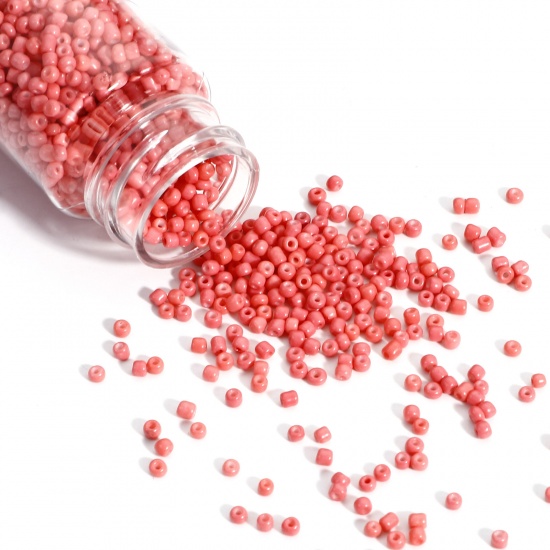 Picture of 1 Bottle ( 2000 PCs/Bottle) Glass Seed Beads Round Rocailles Hot Pink About 2mm Dia., Hole: Approx 0.7mm