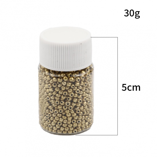 Picture of Glass Seed Seed Beads Round Golden About 2mm Dia., Hole: Approx 0.7mm, 1 Bottle