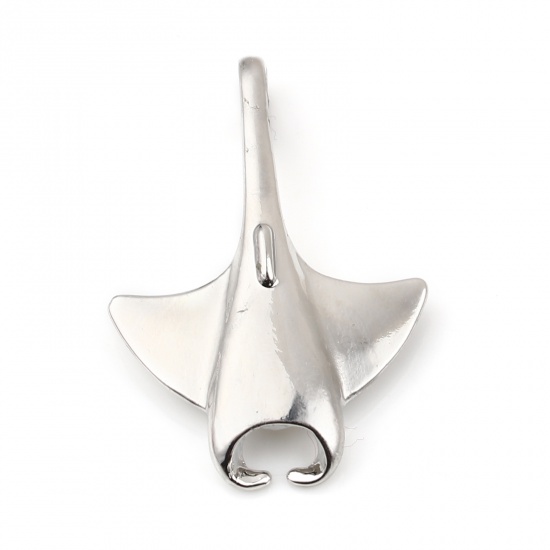 Picture of Zinc Based Alloy Ocean Jewelry Pendants Shark Animal Silver Tone 35mm x 24mm, 10 PCs