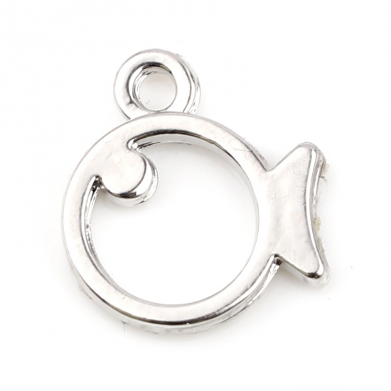 Picture of Zinc Based Alloy Ocean Jewelry Charms Fish Animal Silver Tone 13mm x 12mm, 20 PCs