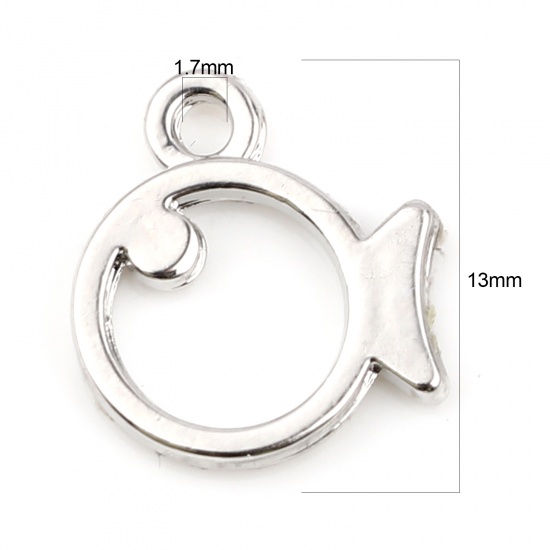 Picture of Zinc Based Alloy Ocean Jewelry Charms Fish Animal Silver Tone 13mm x 12mm, 20 PCs