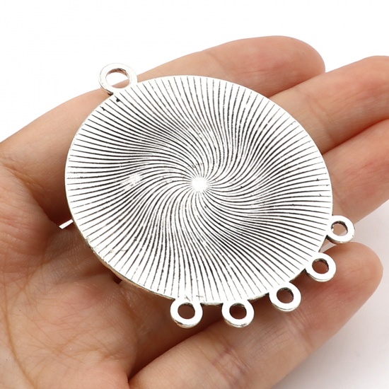 Picture of Zinc Based Alloy Chandelier Connectors Flower Antique Silver Color 57mm x 47mm, 5 PCs