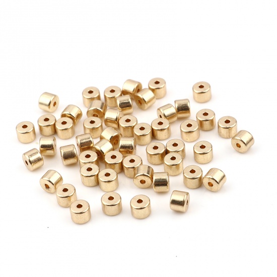Immagine di Lega di Zinco Smalto Perline Cilindrico Oro Placcato Circa 5mm x 4mm, Foro:Circa 1.2mm, 20 Pz