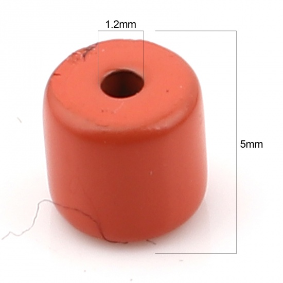 Imagen de Zamak Esmalte Cuentas Cilíndrico Naranja-rojo Aprox 5mm x 4mm, Agujero: Aprox 1.2mm, 20 Unidades