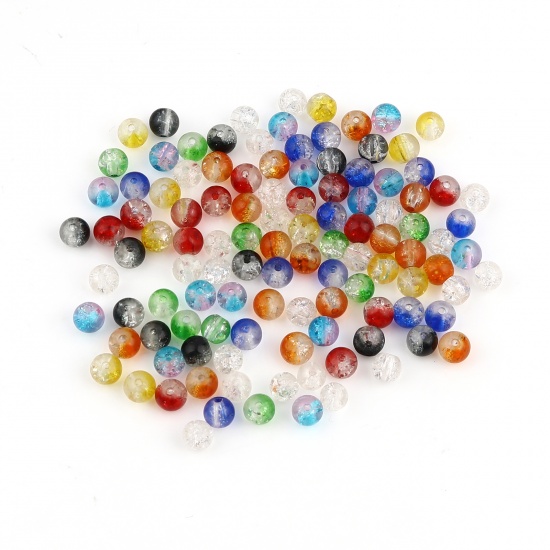 Picture of Glass Beads Round At Random Color Transparent Crack About 8mm Dia, Hole: Approx 1.4mm, 1 Packet (Approx 100 PCs/Packet)