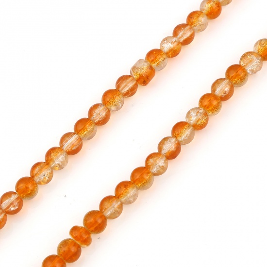 Picture of Glass Beads Round Orange Transparent Crack About 8mm Dia, Hole: Approx 1.4mm, 76.5cm(30 1/8") - 76cm(29 7/8") long, 1 Strand (Approx 100 PCs/Strand)