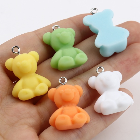 Picture of Resin Charms Bear Animal At Random Color Frosted 27mm x 19mm, 1 Packet ( 10 PCs/Packet)