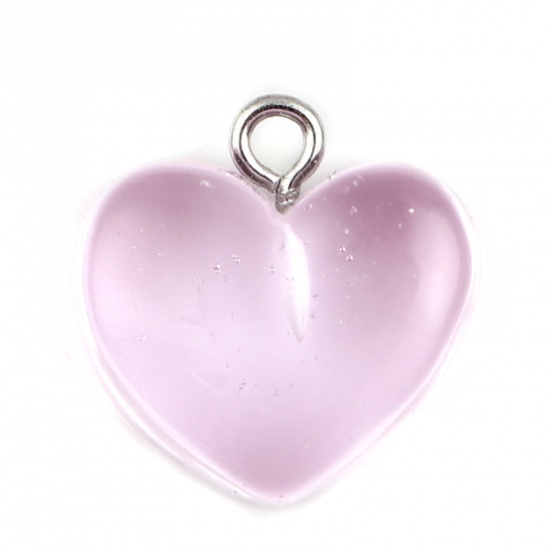 Picture of Resin Charms Heart Purple Transparent 17mm x 17mm, 1 Packet ( 10 PCs/Packet)