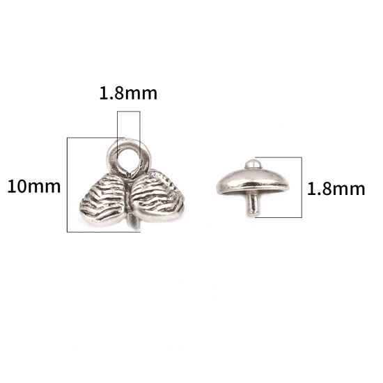 Picture of Zinc Based Alloy Beads Caps Round Antique Silver Color Flower (Fit Beads Size: 10mm Dia.) 7mm Dia, 10mm x 9mm, 10 Sets ( 2 PCs/Set)