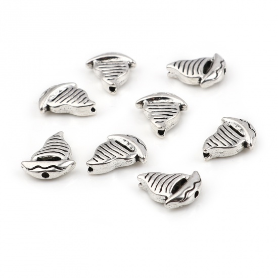 Picture of Zinc Based Alloy Spacer Beads Sailing Boat Antique Silver Color About 15mm x 13mm, Hole: Approx 1.5mm, 20 PCs