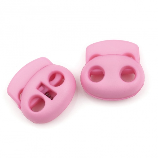 Picture of Plastic Cord Lock Stopper Oval Pink 20mm x 20mm, 10 PCs