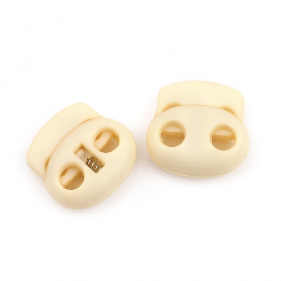 Immagine di Plastica Tappo di Corda Serratura Ovale Beige 20mm x 20mm , 10 Pz