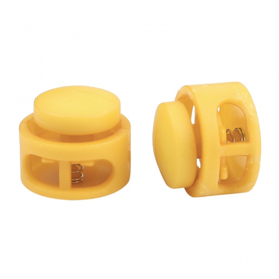Picture of Plastic Cord Lock Stopper Round Golden Yellow 18mm Dia., 10 PCs