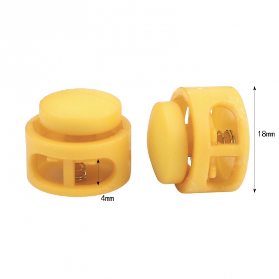 Picture of Plastic Cord Lock Stopper Round Golden Yellow 18mm Dia., 10 PCs