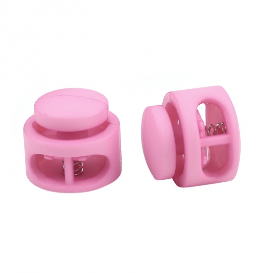 Picture of Plastic Cord Lock Stopper Round Pink 18mm Dia., 10 PCs