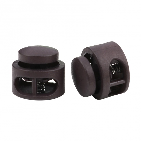 Picture of Plastic Cord Lock Stopper Round Dark Coffee 18mm Dia., 10 PCs