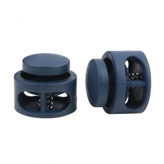 Picture of Plastic Cord Lock Stopper Round Navy Blue 18mm Dia., 10 PCs