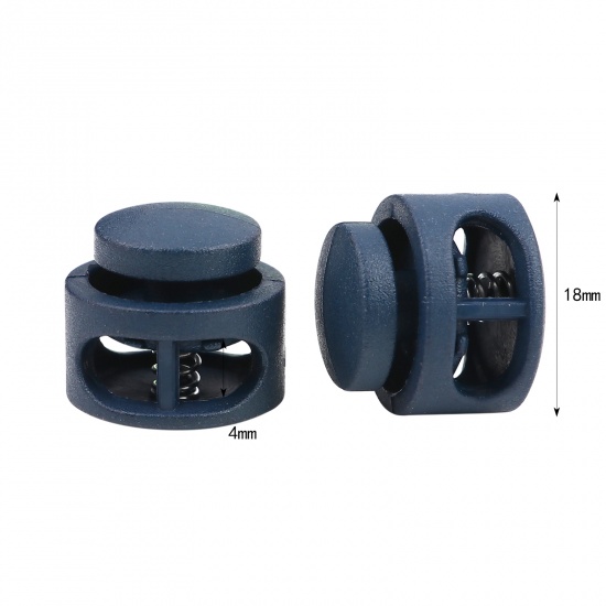 Picture of Plastic Cord Lock Stopper Round Navy Blue 18mm Dia., 10 PCs