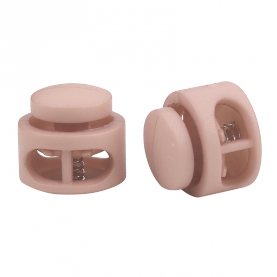 Picture of Plastic Cord Lock Stopper Round Peach Pink 18mm Dia., 10 PCs