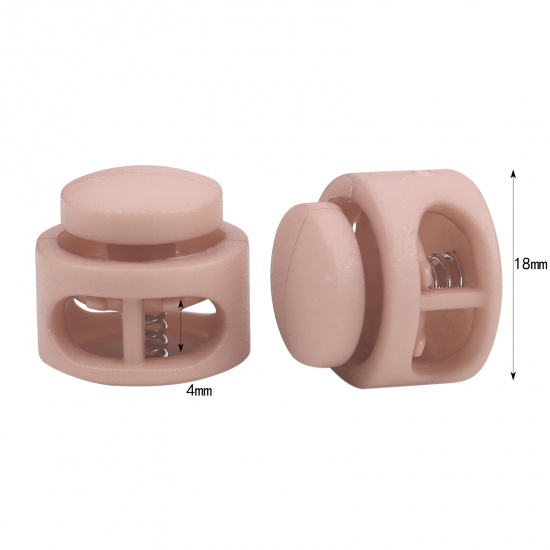 Picture of Plastic Cord Lock Stopper Round Peach Pink 18mm Dia., 10 PCs