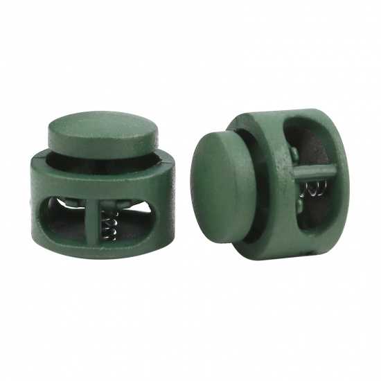 Picture of Plastic Cord Lock Stopper Round Dark Green 18mm Dia., 10 PCs