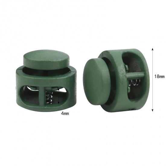 Picture of Plastic Cord Lock Stopper Round Dark Green 18mm Dia., 10 PCs
