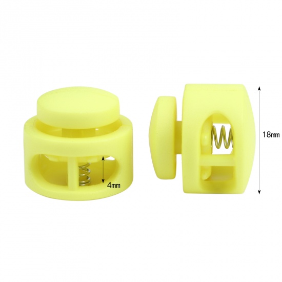 Picture of Plastic Cord Lock Stopper Round Pale Yellow 18mm Dia., 10 PCs