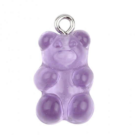 Picture of Acrylic Charms Bear Animal Purple 21mm x 11mm, 20 PCs
