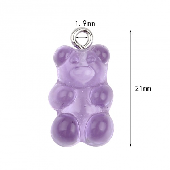 Picture of Acrylic Charms Bear Animal Purple 21mm x 11mm, 20 PCs