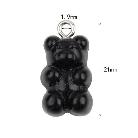 Picture of Acrylic Charms Bear Animal Black 21mm x 11mm, 20 PCs
