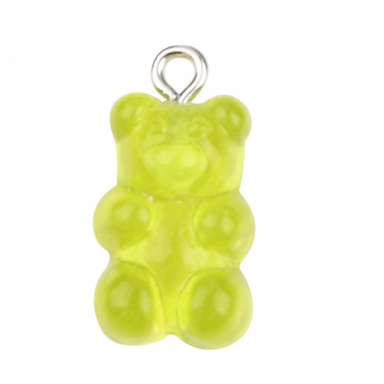 Picture of Acrylic Charms Bear Animal Yellow 21mm x 11mm, 20 PCs