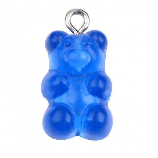 Picture of Acrylic Charms Bear Animal Royal Blue 21mm x 11mm, 20 PCs