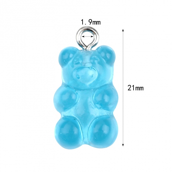 Picture of Acrylic Charms Bear Animal Lake Blue 21mm x 11mm, 20 PCs