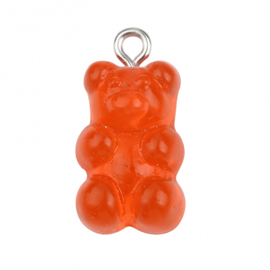 Picture of Acrylic Charms Bear Animal Red 21mm x 11mm, 20 PCs