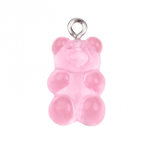 Picture of Acrylic Charms Bear Animal Pink 21mm x 11mm, 20 PCs