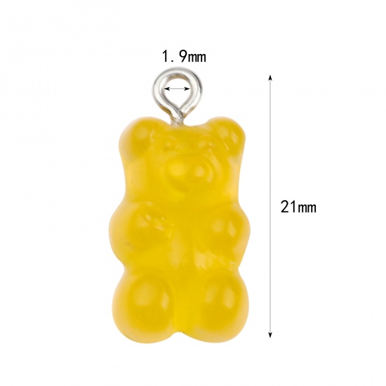 Picture of Acrylic Charms Bear Animal Golden Yellow 21mm x 11mm, 20 PCs