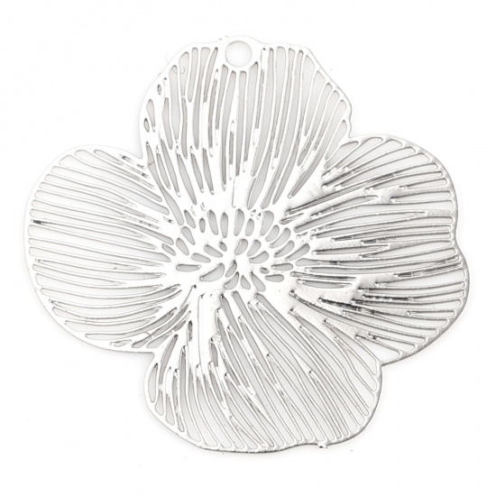Изображение Латунь Филигранные цветок железа Подвески Серебряный Тон Цветы 21мм x 20мм, 20 ШТ                                                                                                                                                                             