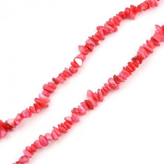 Picture of Shell Loose Beads Irregular Pink Dyed About 12mm x 8mm - 5mm x 4mm, Hole:Approx 0.9mm, 79.5cm(31 2/8") - 79cm(31 1/8") long, 1 Strand (Approx 290 PCs/Strand)