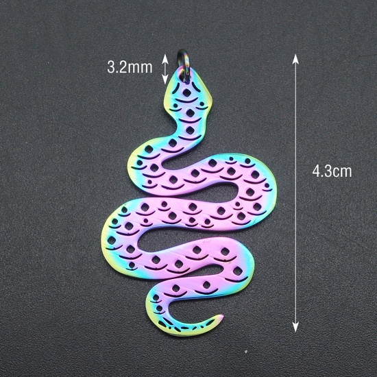 Picture of Stainless Steel Pendants Snake Animal Multicolor 43mm x 26mm, 1 Piece