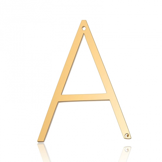 Imagen de Acero Inoxidable Colgantes Letras Chapado en Oro " A " 37mm x 28mm, 2 Unidades
