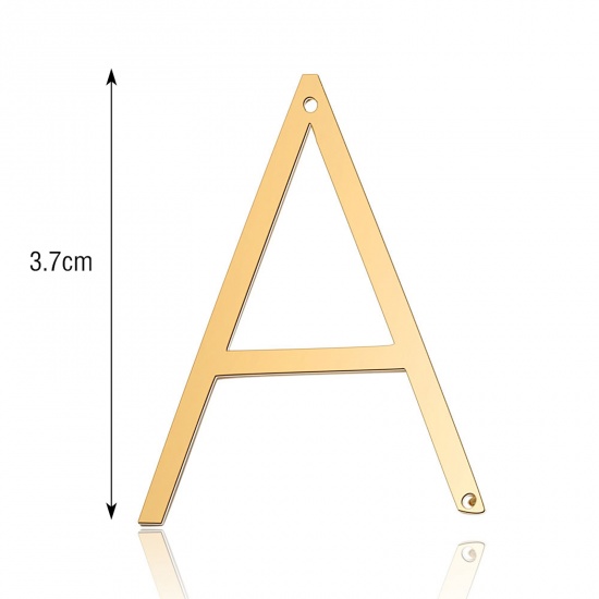 Imagen de Acero Inoxidable Colgantes Letras Chapado en Oro " A " 37mm x 28mm, 2 Unidades