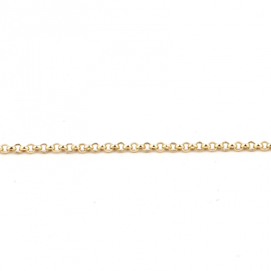 Picture of Brass Link Cable Chain Findings Real Gold Plated 2x2mm, 1 M                                                                                                                                                                                                   