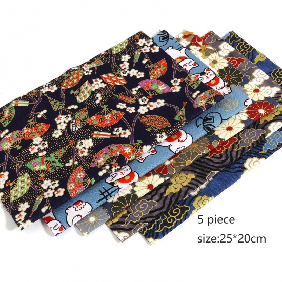 Immagine di Puro Cotone Tessuto Colore Misto Farfalla Fiore Forma 25cm x 20cm , 1 Serie ( 5 Pz/Serie)